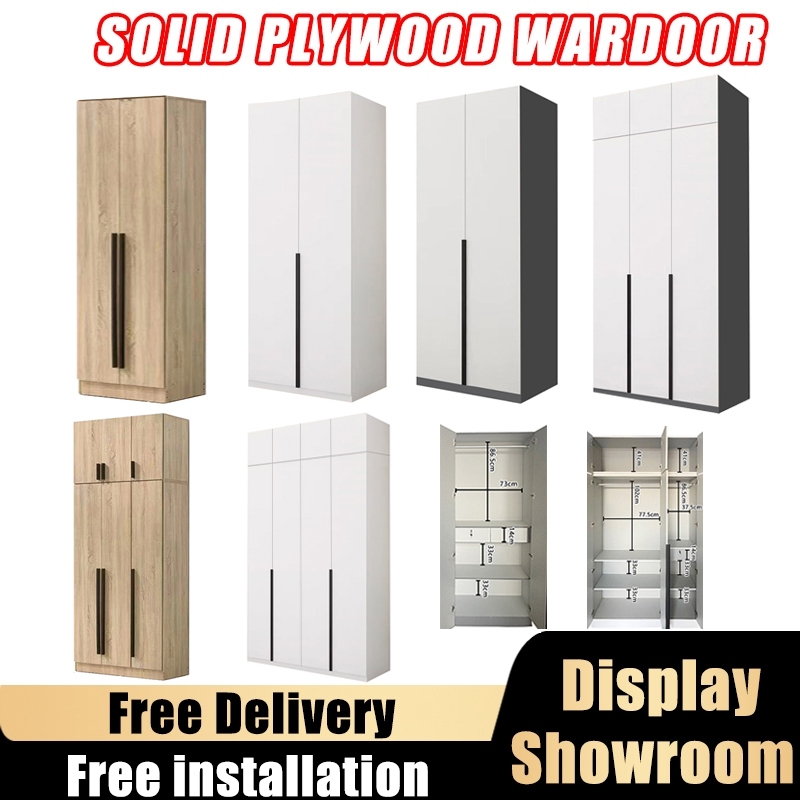 SG Stock】 Solid Plywood Wardrobe/+TOP 2/3 door Wardrobe Solid Plywood