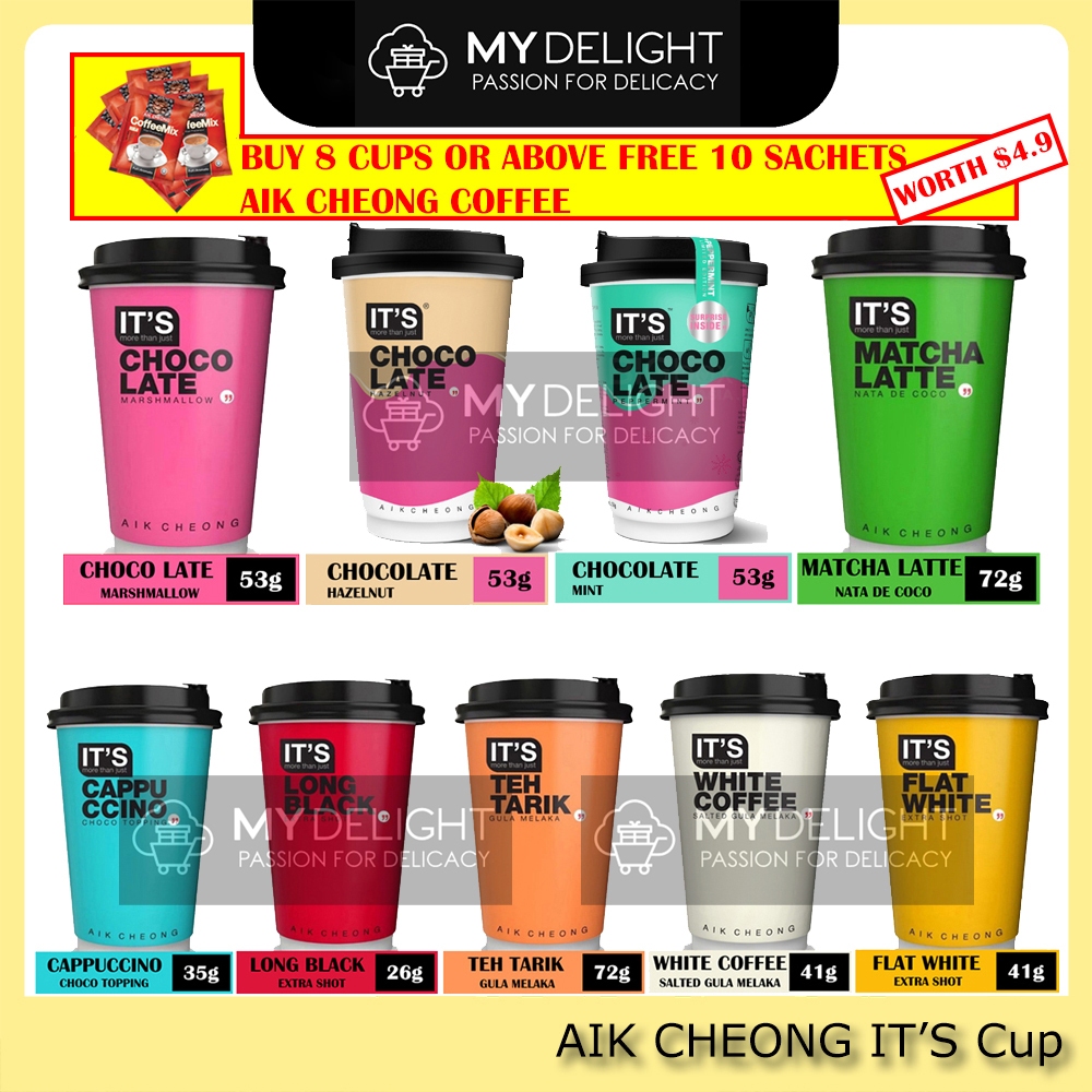 (1 Carton = 12 Cups) AIK CHEONG IT'S Cup Choco Late Cappuccino Flat