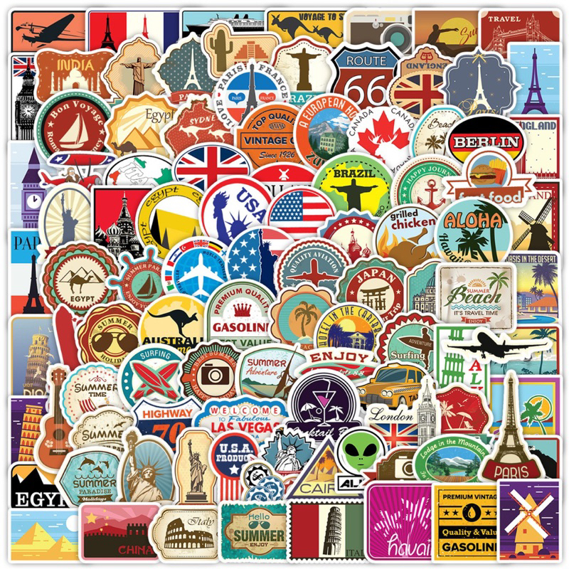 Travel Map YYJQ100-0012 Graffiti Stickers 100pcs Cup Ipad Notebook ...