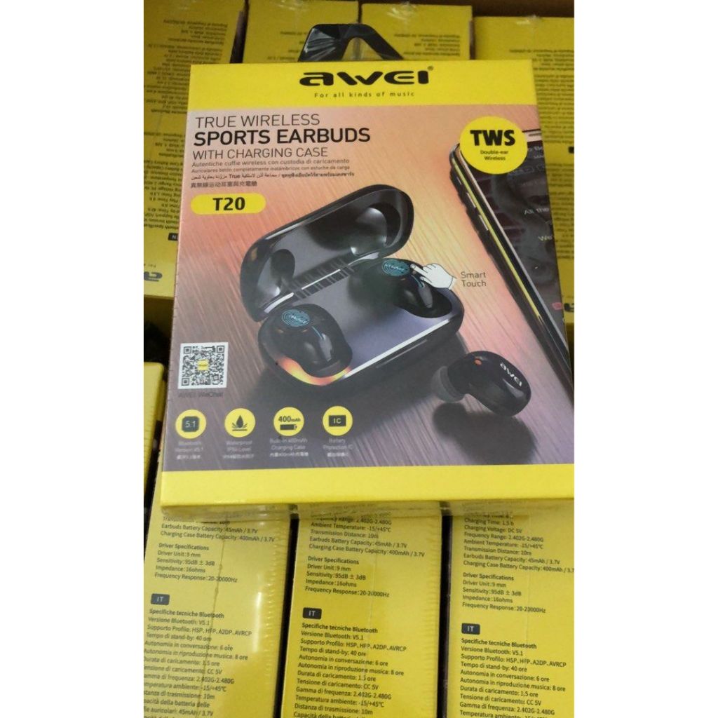 AWEI T20 ENC TWS Wireless Sport Earbuds With Charging Box Shopee