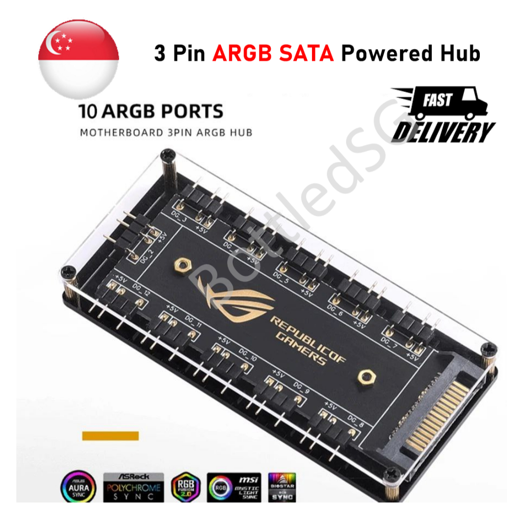 [SG LOCAL SELLER] 3 Pin ARGB 5V Splitter Hub For PC with AURA Sync ...