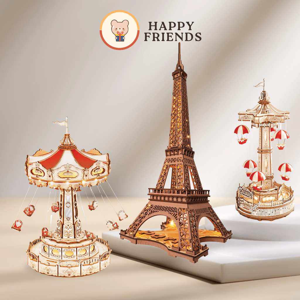 ROKR Rolife Robotime 3D Wooden Puzzle Parachute Tower Swing Ride ...