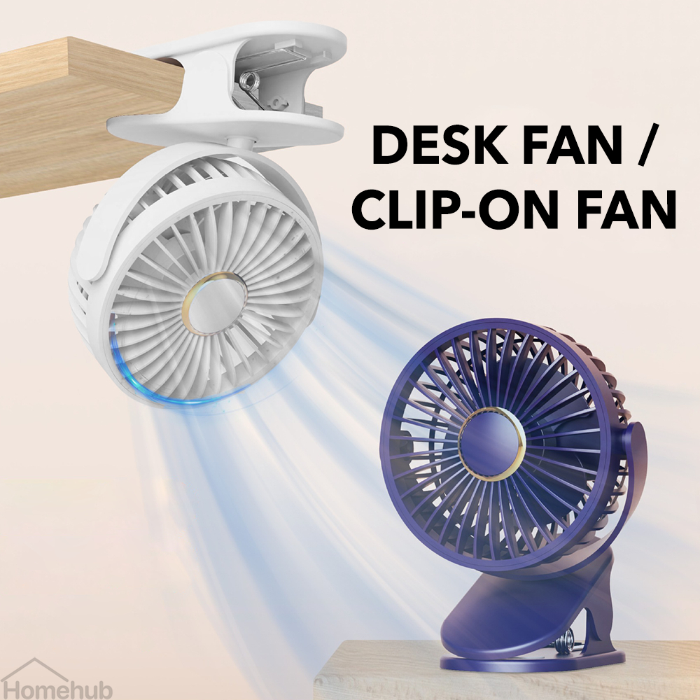 Homehub Portable Desk Clip Fan or Baby Stroller Desktop Pram On USB Rechargeable Strong Small