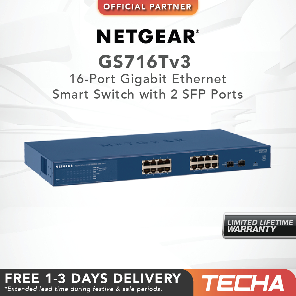 Netgear GS716T-300AJS | 16-Port Gigabit Ethernet Smart Managed Pro Switch  (GS716Tv3) | Shopee Singapore