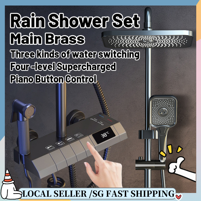 SG HOT Rain Shower Set with Wall Mount and Shelf Shower Smart Screen ...