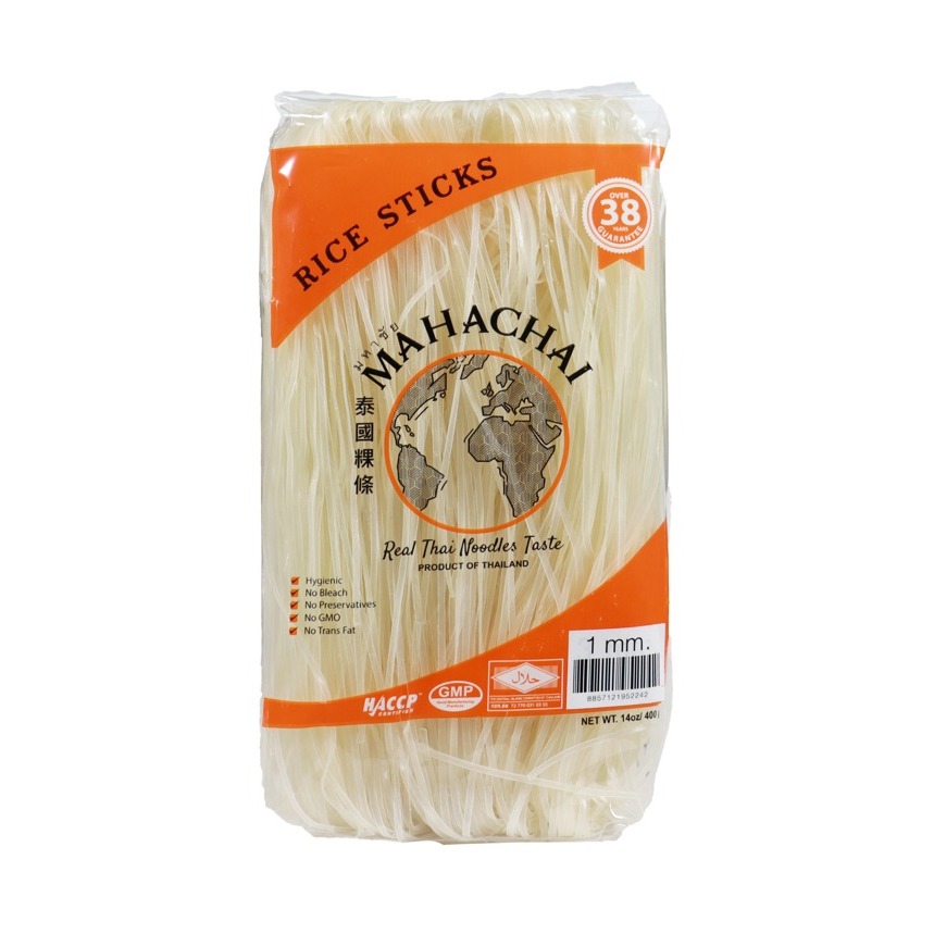 (BUNDLE OF 2) Halal Mahachai Thai SMALL Rice Noodle (1MM) 400gm ...