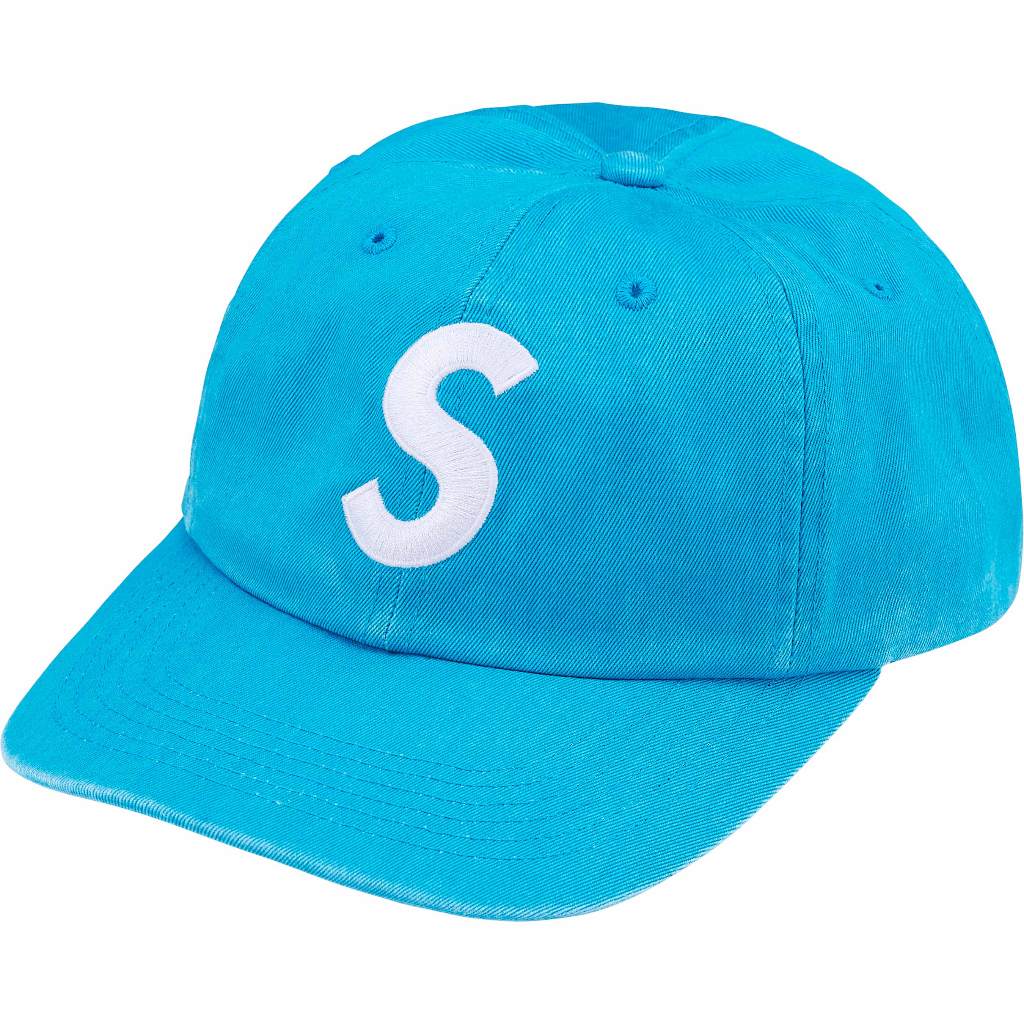 SS25 Supreme Pigment Coated S Logo 6-Panel Blue Camo / Stone / Red