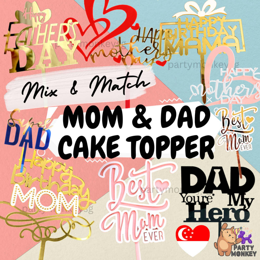 [SG SELLER] Mother's Day Cake Topper Father's Day Decoration Best Mom ...
