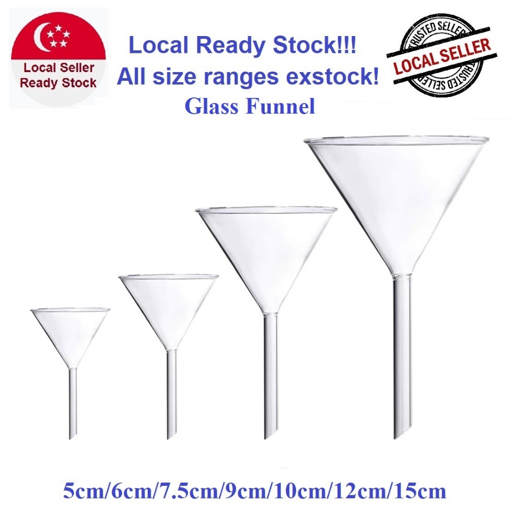 SG Stock Glass Funnel 5cm/6cm/7.5cm/9cm/10cm/12cm/15cm | Shopee Singapore