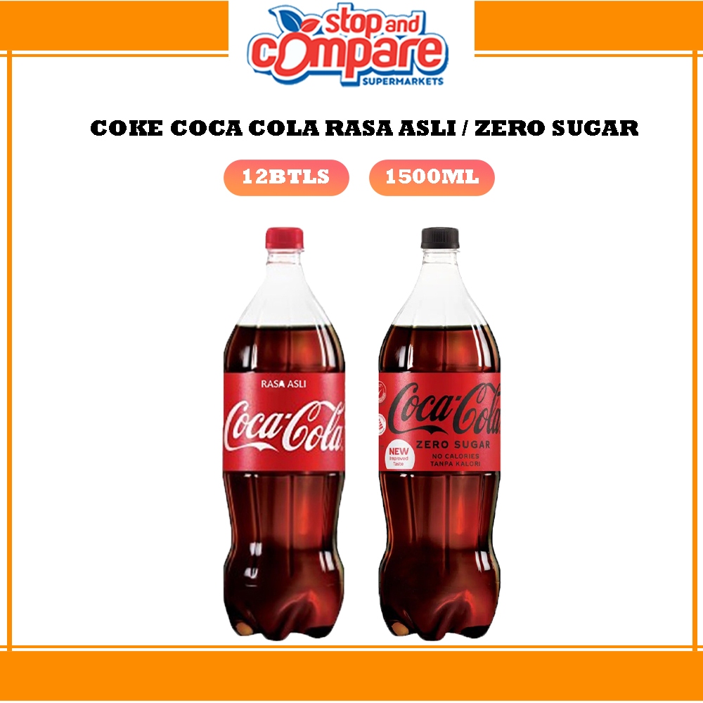 Coke Coca Cola Rasa Asli / Zero Sugar (12 x 1.5L) | Shopee Singapore