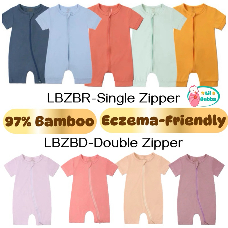 [LIL BUBBA] PREMIUM BAMBOO BABY ROMPER ONESIE SHORT SLEEVE ZIPPER BABY ...