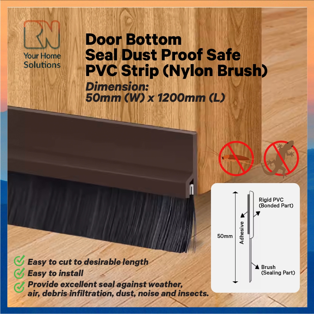 Door Bottom Seal Dust Proof Safe PVC Strip (Nylon Brush) | Shopee Singapore