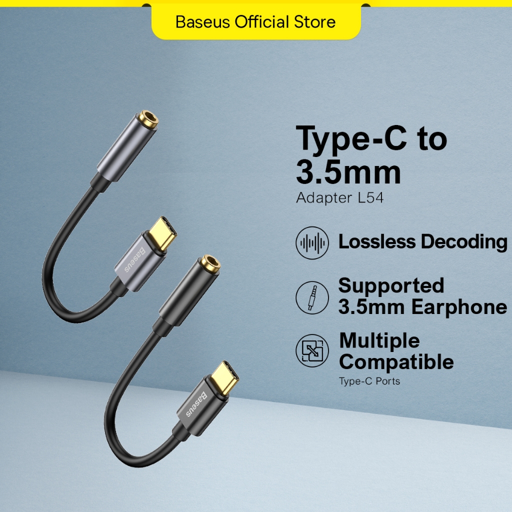 Baseus Type C Male to 3.5mm Female Adapter Headphone Jack Type C ...