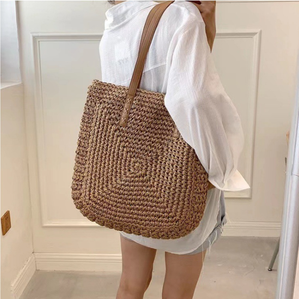 [SG Local Stock] Beach Tote Bag Knitting Straw Summer Woven Shoulder ...