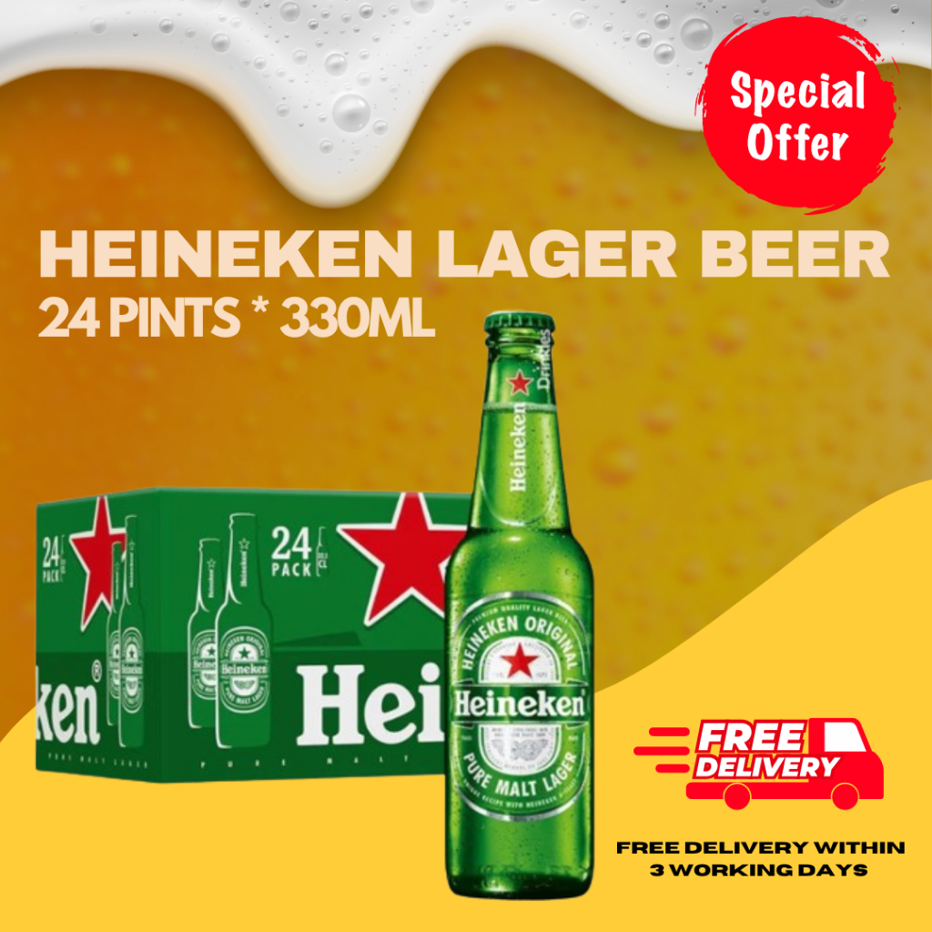 Heineken Pint Lager Beer 24 X 330ml | Shopee Singapore