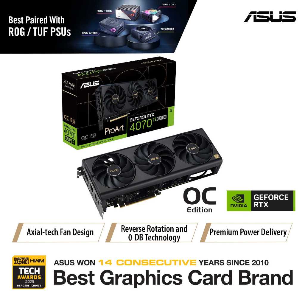 ASUS ProArt GeForce RTX 4070 Ti SUPER 16GB GDDR6X OC Edition