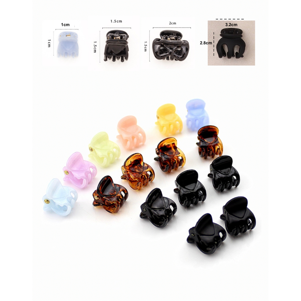 (18 Types) Mix & Match Classic Mini Small Plastic Black Hair Clips ...