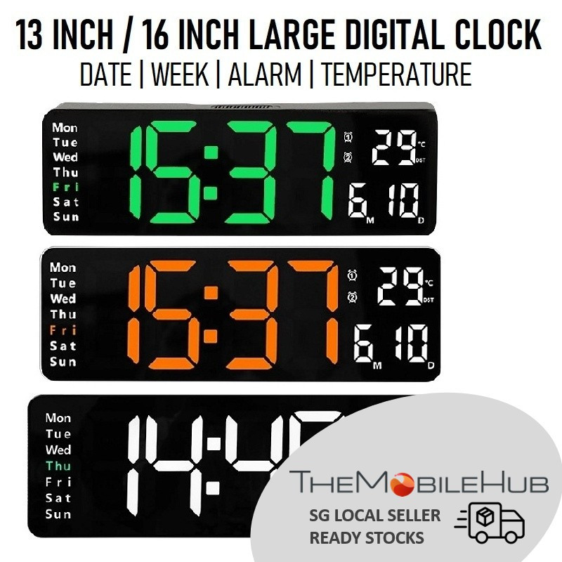 Large Display Digital LED Clock Alarm Clock Temperature Date Week Time ...