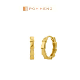 Poh Heng Jewellery 22K Huggie Earrings in Yellow Gold [Price By Weight]