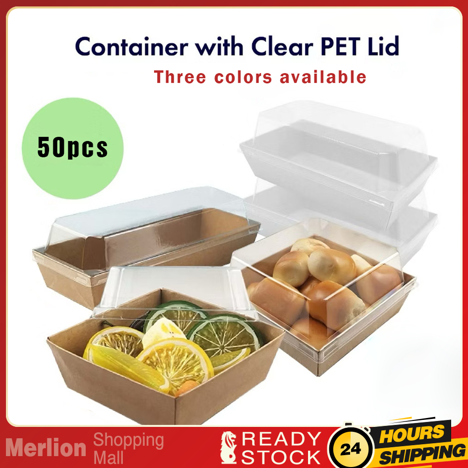VANOW (50pcs) Bulk Premium Kraft/White Square Cake Box Sandwich Box ...