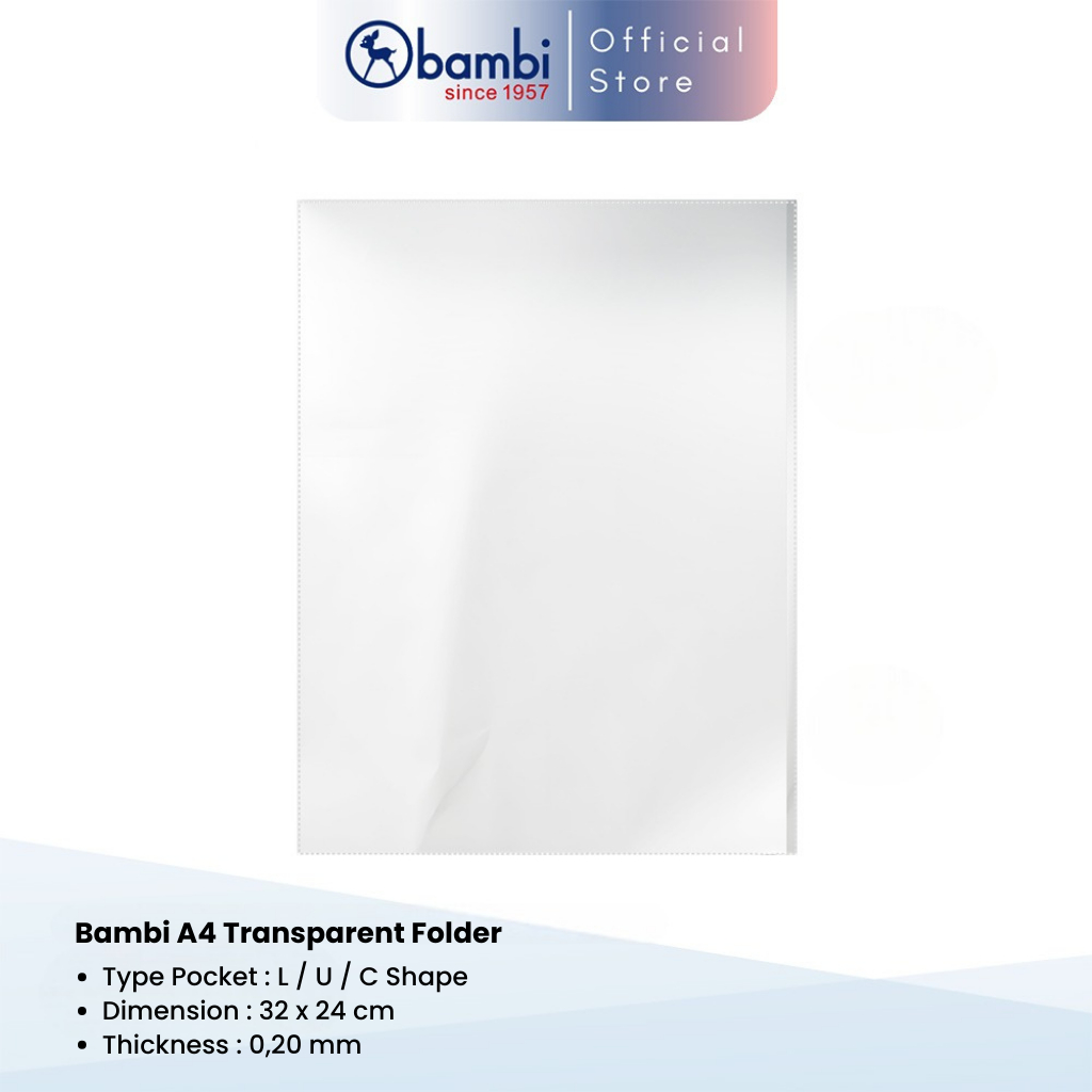 Bambi A4 Transparent Folder [L-Shape | U-Shape | C-Shape] | Shopee ...