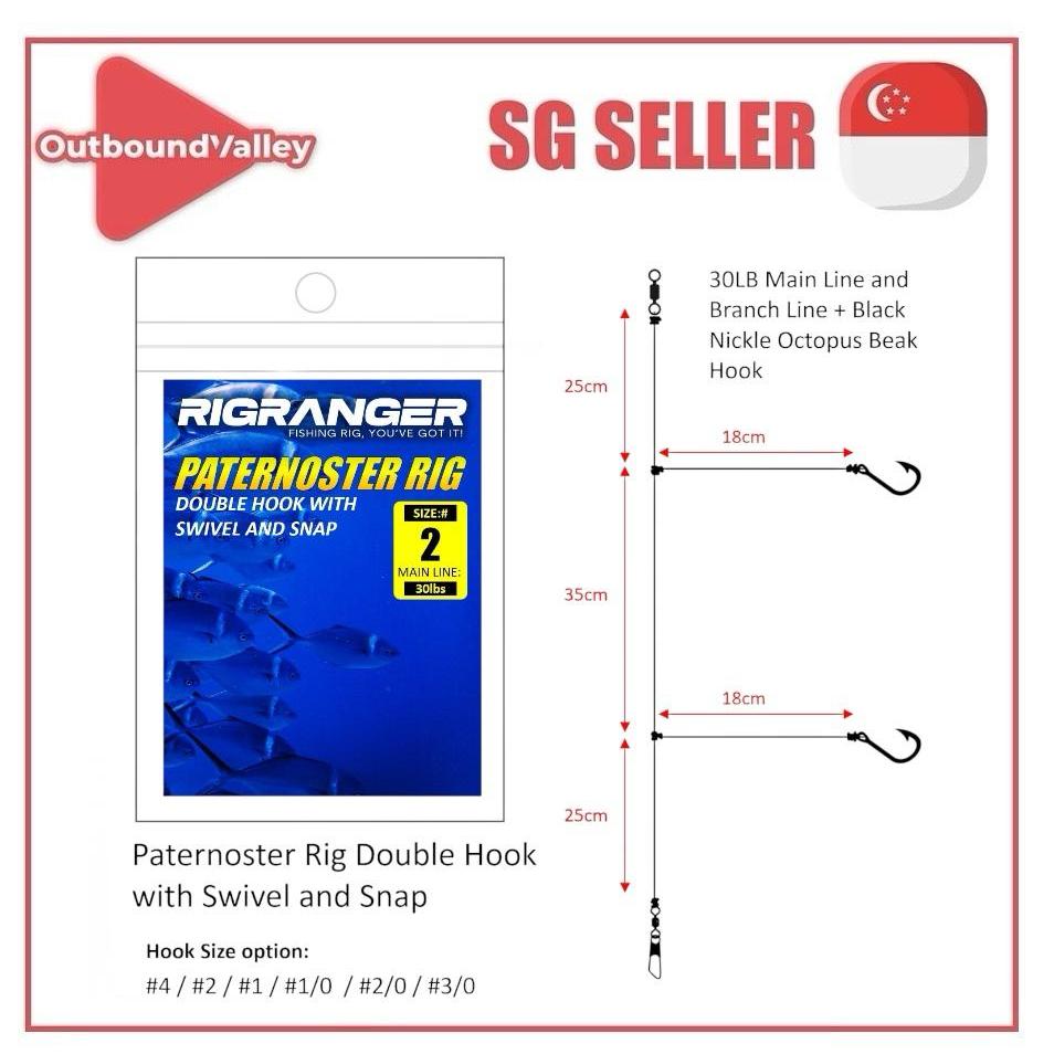 🔥SG INSTOCK🔥RigRanger Paternoster Rig Double Hook with Swivel and Snap ...