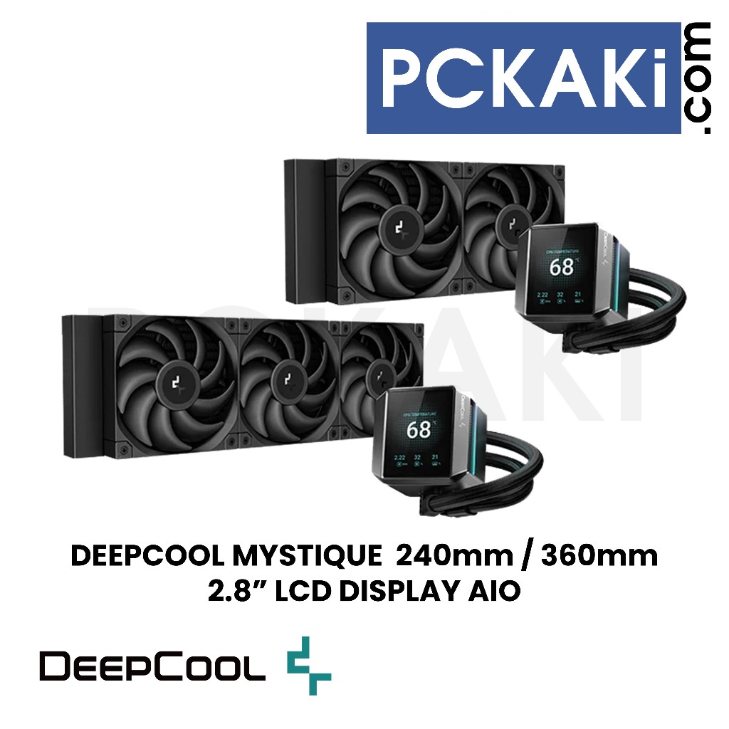 DEEPCOOL MYSTIQUE 240 / 360 MM 2.8 INCH TFT LCD DISPLAY SCREEN AIO ARGB ...