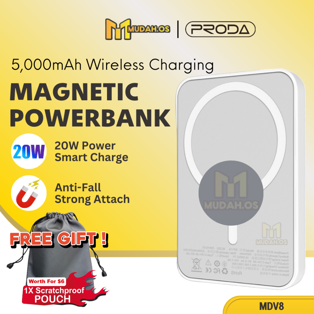 PRODA Power bank Wireless Magnetic 5000mAh Fast Charging PowerBank Type ...