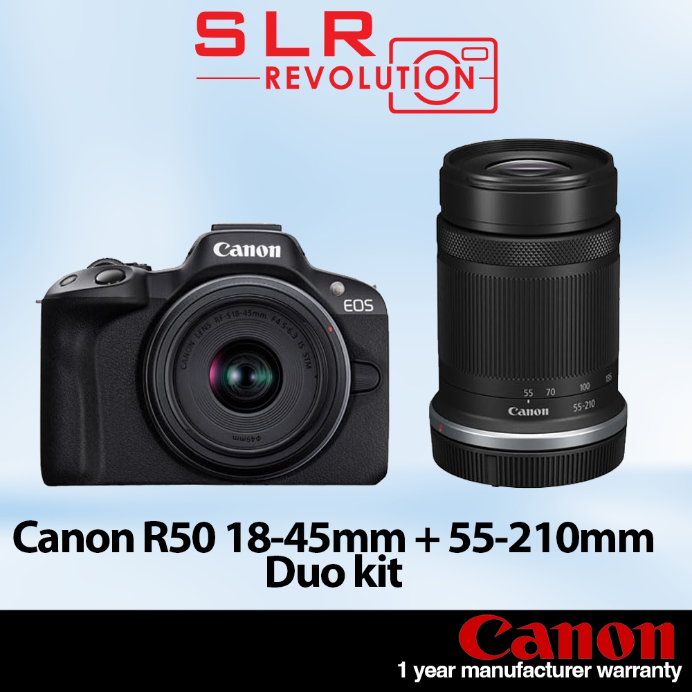 Canon EOS R50 Body with RF-S18-45mm f/4.5-6.3 IS STM & RF-S55-210mm f/5 ...