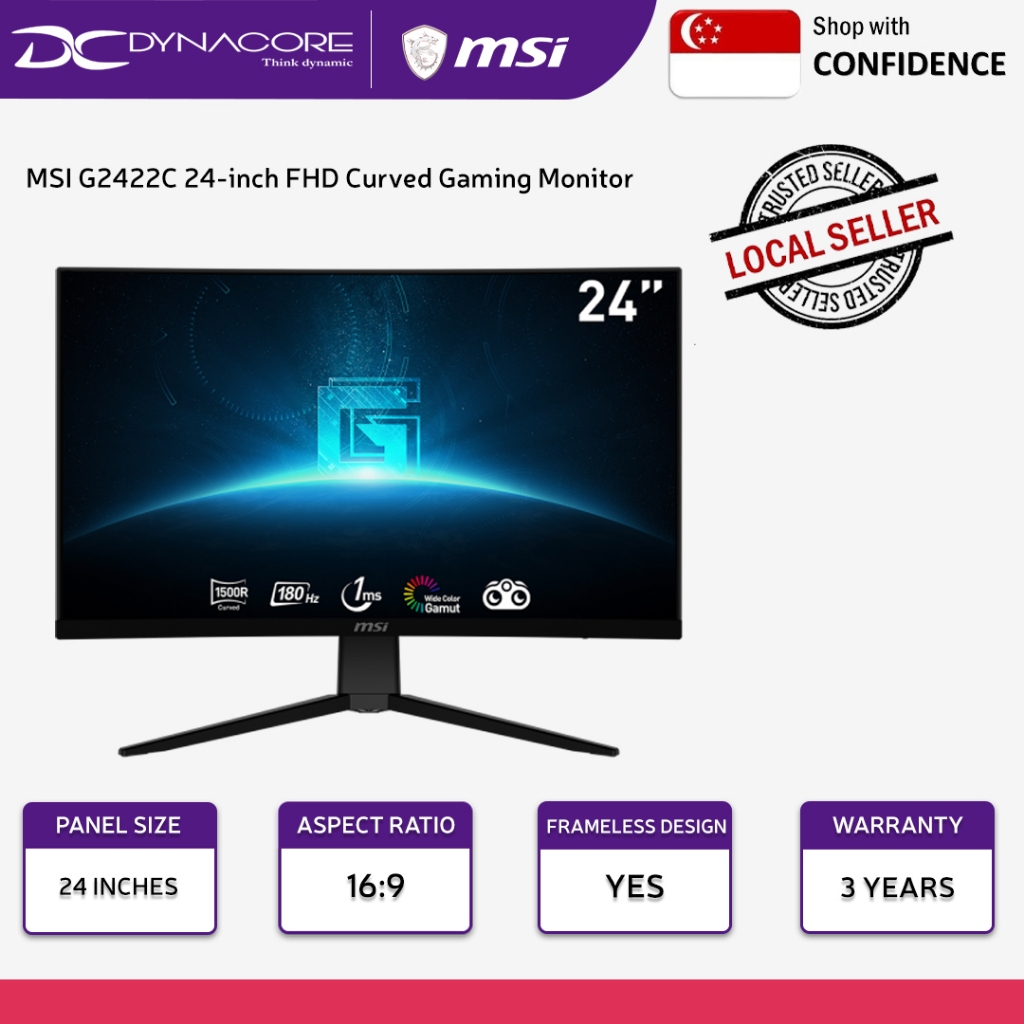 MSI G2422C 24-inch FHD Curved Gaming Monitor - 180Hz, 1ms, 1500R ...