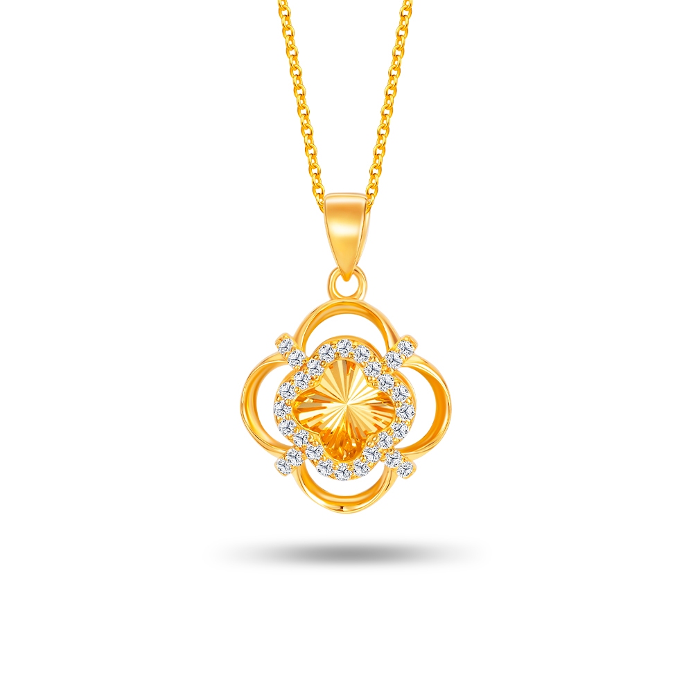 SK Jewellery Gleaming Four Clover Diamond SK 916 Gold Pendant Shopee Singapore