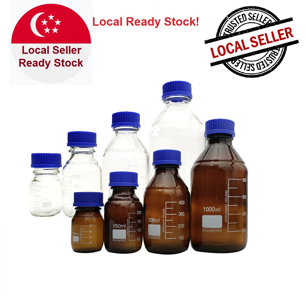 Lab Reagent Cap Bottle Amber/Clear Glass 100ml/250ml/500ml/1000ml ...