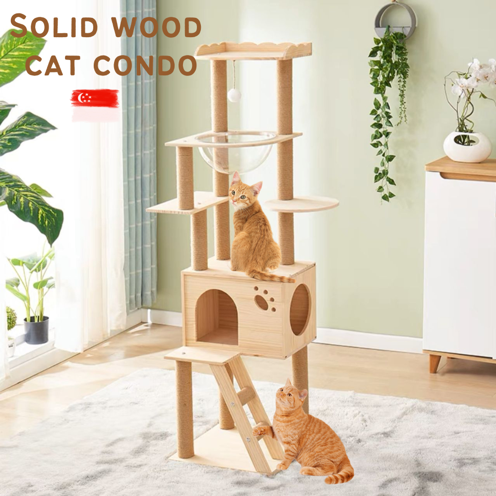 SG SELLER Cat Condo Cat Tower large Cat Tree Wooden Condo Multi level Cat Condo Cats Playhouse Deluxe Cat Condo Shopee Singapore