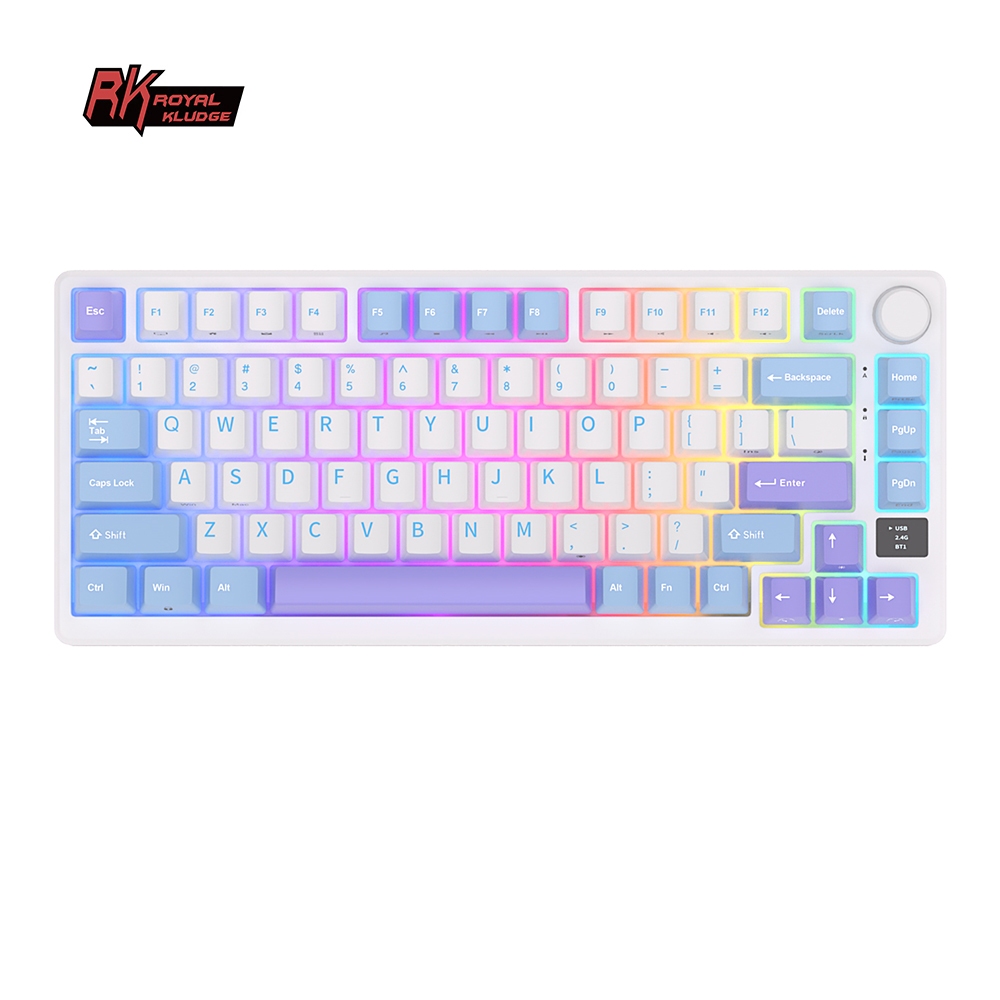 Royal Kludge RK M75 Taro Milk Structure Tri-mode RGB Wired Bluetooth 2 ...