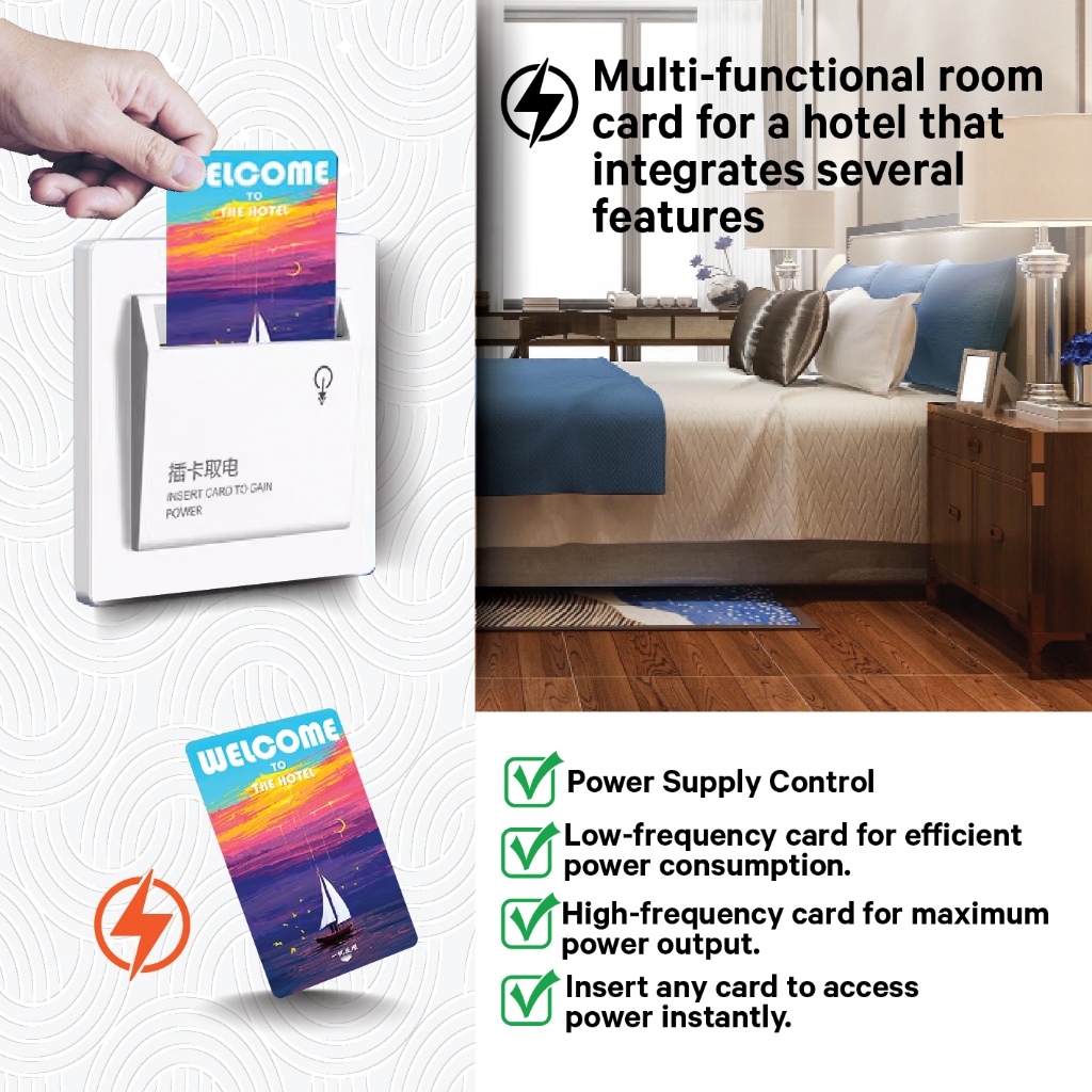 Multi-functional room card for a hotel that integrates several features ...