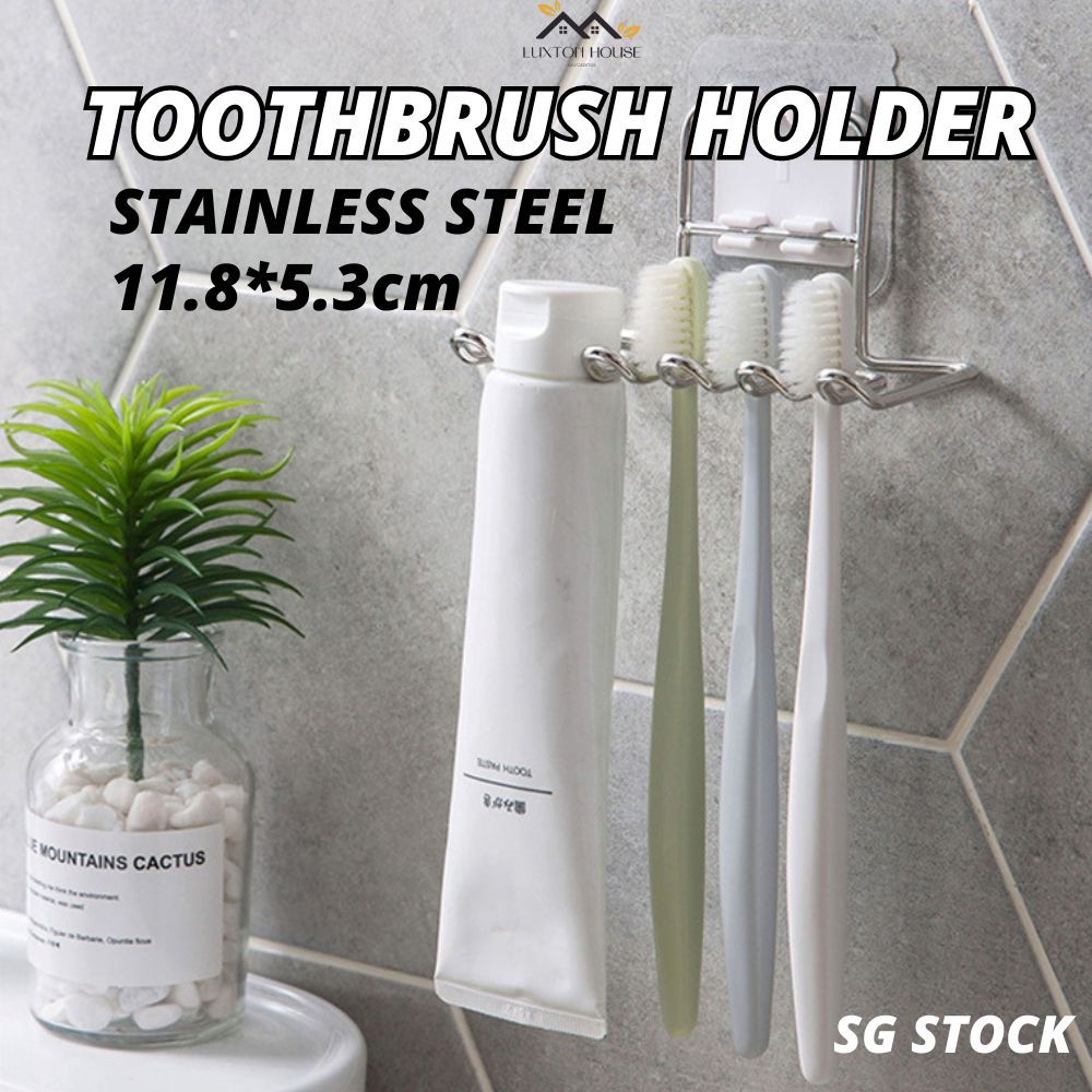 {SG} Wall Mounted Toothbrush Holder Wall Stainless Steel Toothpaste ...