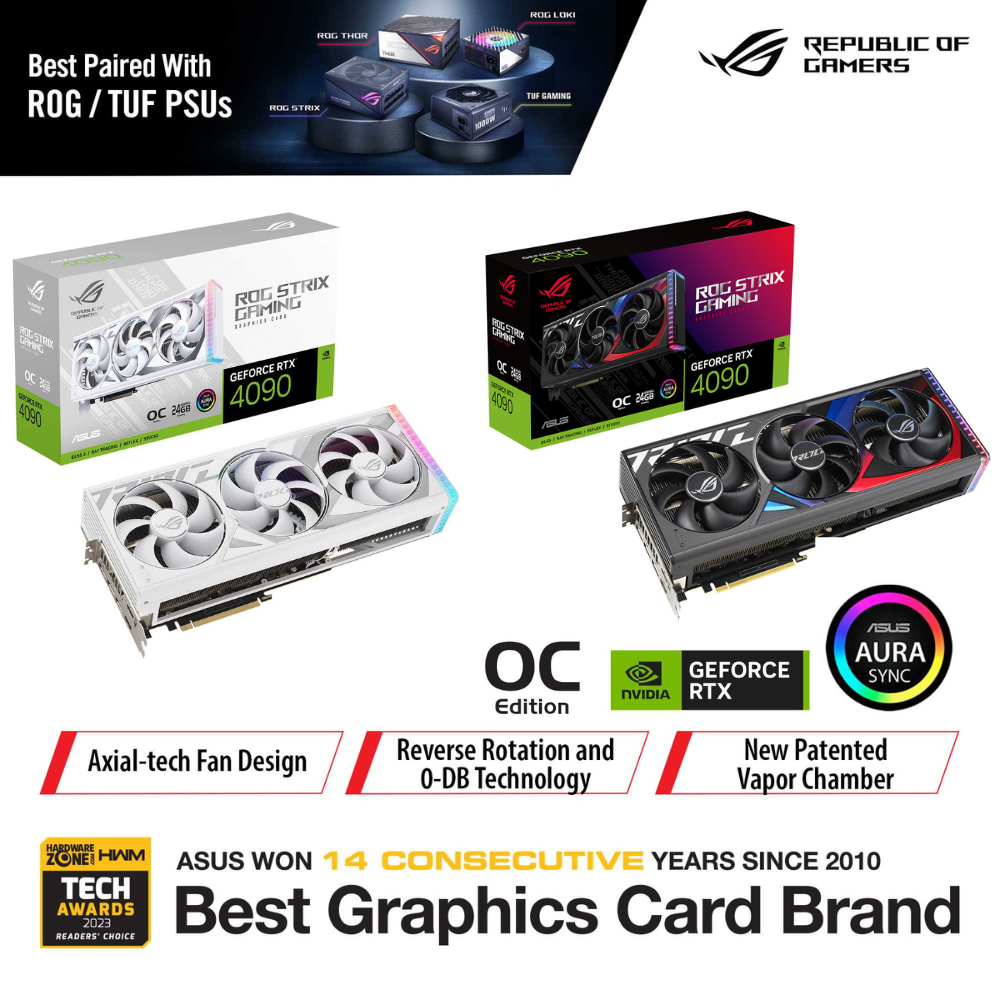 ASUS ROG Strix GeForce RTX 4090 OC Edition 24GB GDDR6X Graphics Card ...