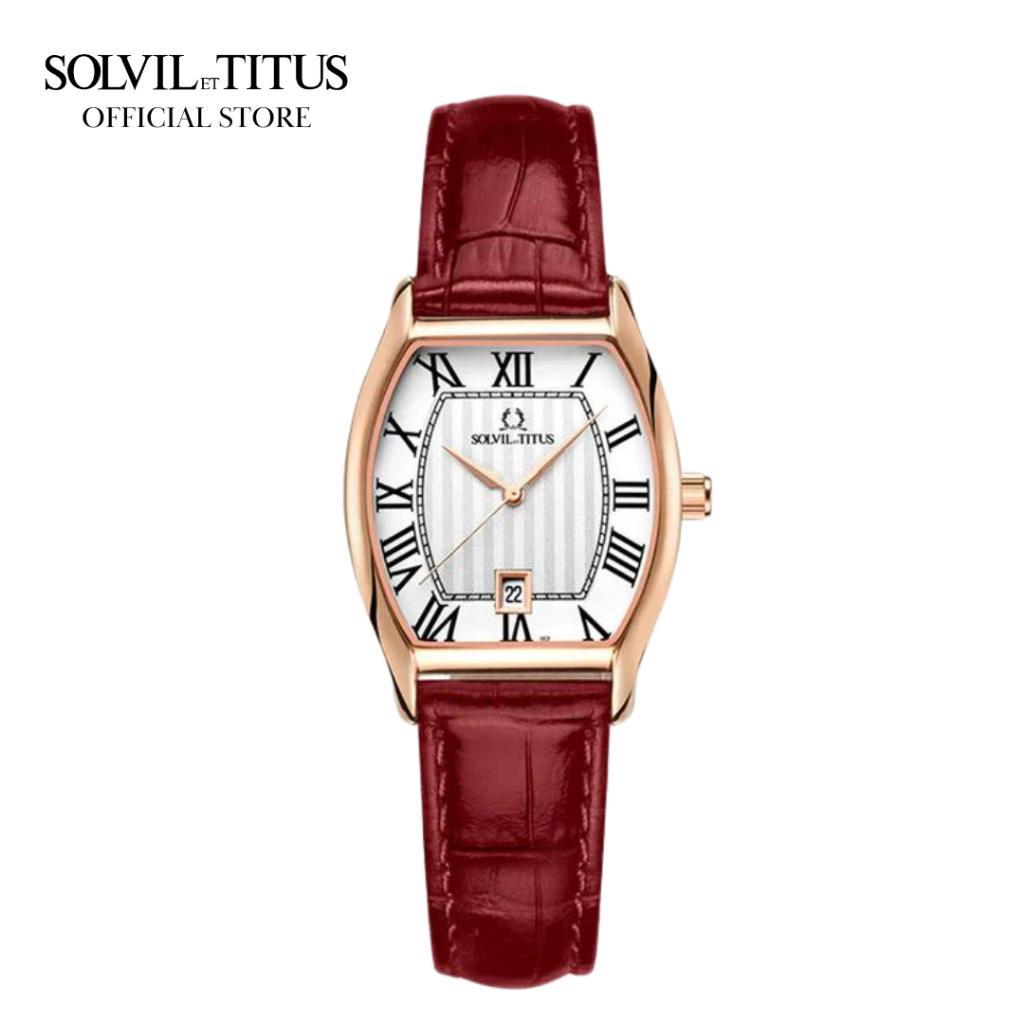 Solvil et Titus Barista 3 Hands Date Quartz in Silver White Dial and Red Leather Strap Women Watch W06 02825 011 Shopee Singapore