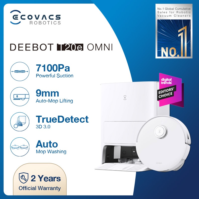 [2024] ECOVACS DEEBOT T20 OMNI Robot Vacuum (T20e 2024) 7100Pa 9mm