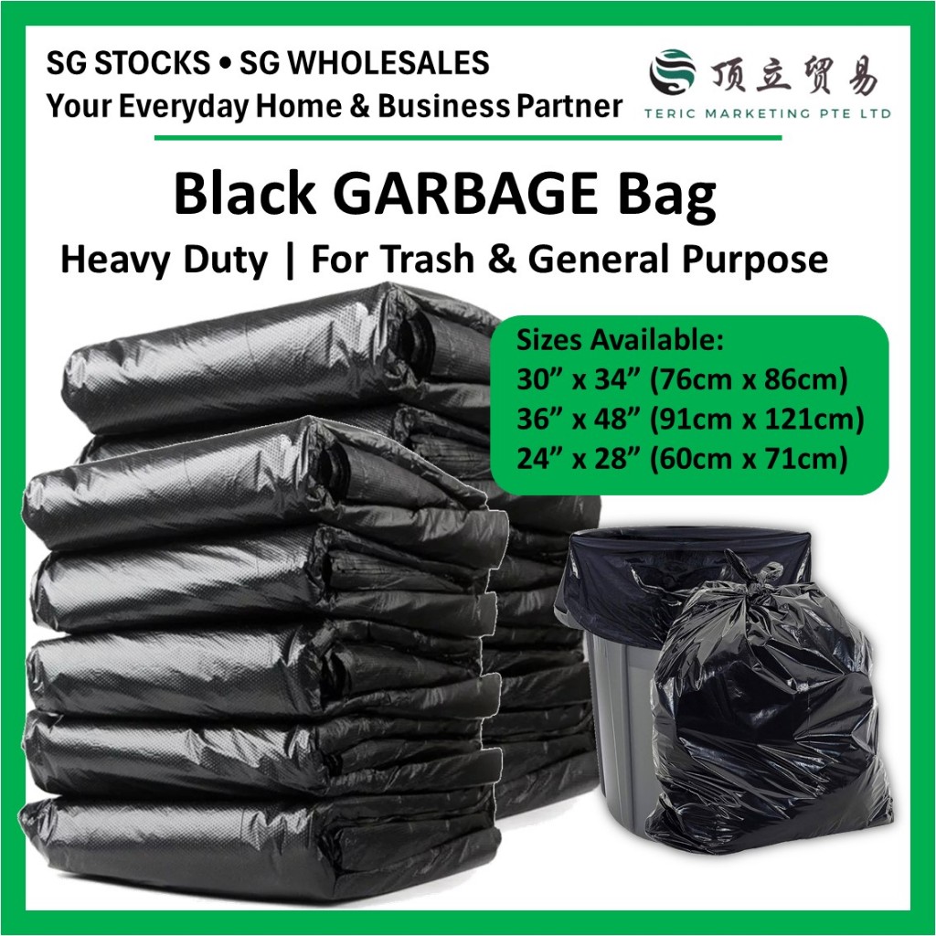 SG WHOLESALE Bulk Buy Black Garbage Trash Bags Rubbish Big Heavy Duty Liners 30x34 36x48 24x28 Shopee Singapore