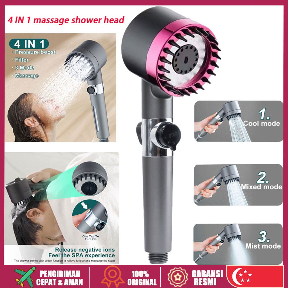 （🔥SG stock🔥）High Pressure 4 In 1 Pressurized Massage Shower Head With ...