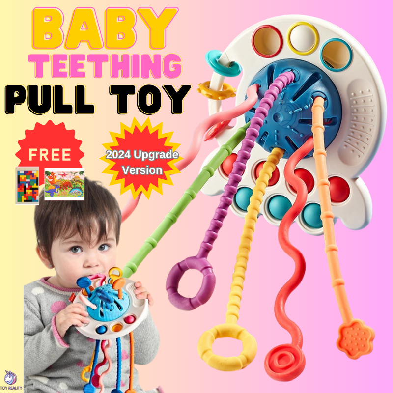 3 In 1 Baby Montessori Pull String Sensory Toys Toddler Finger Training ...