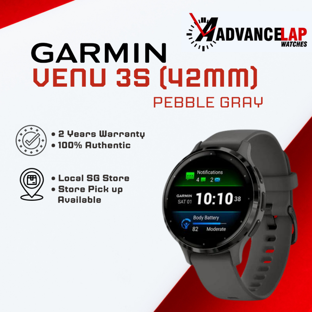 Garmin Venu 3S Slate Stainless Steel Bezel with Pebble Gray Case and Silicone Band Shopee Singapore