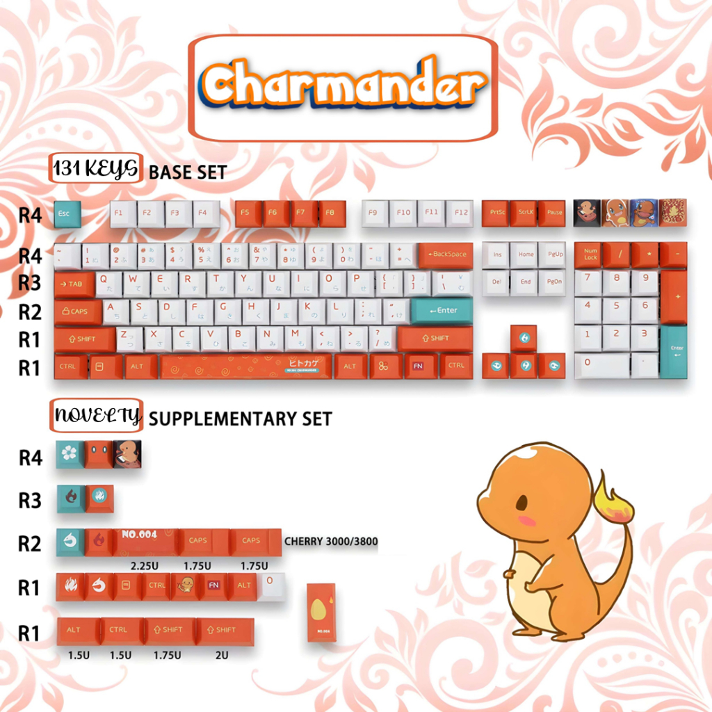 [SG] Pokemon Cute Pikachu Charmander Squirtle Bulbasaur Dye Sub PBT ...