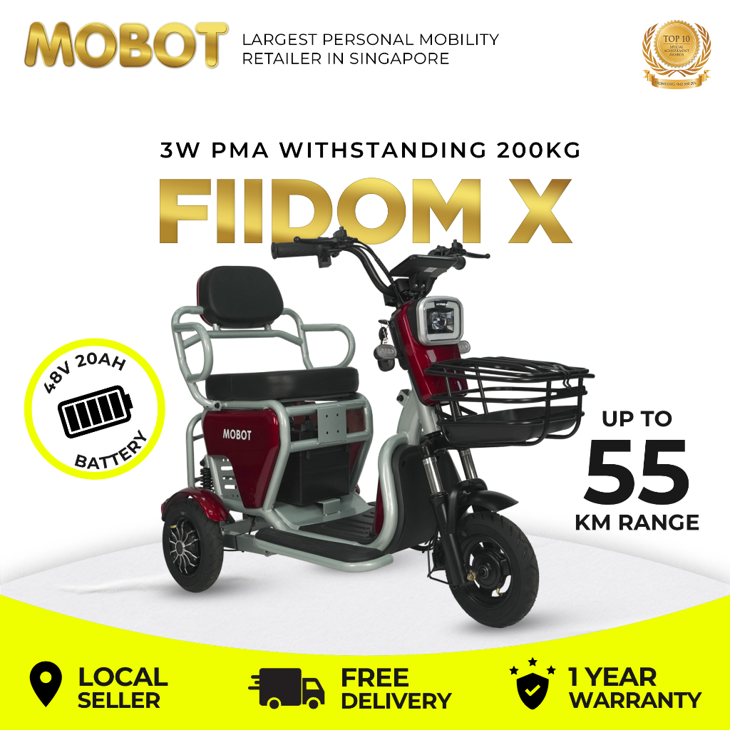 MOBOT SG OFFICIAL Fiidom X Wheels Mobility Scooter PMA 45KM