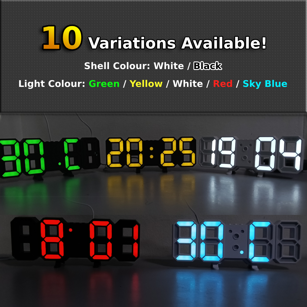 ⏰LED Digital Clock Wall/ Desk Clock 3D Modern | Shopee Singapore