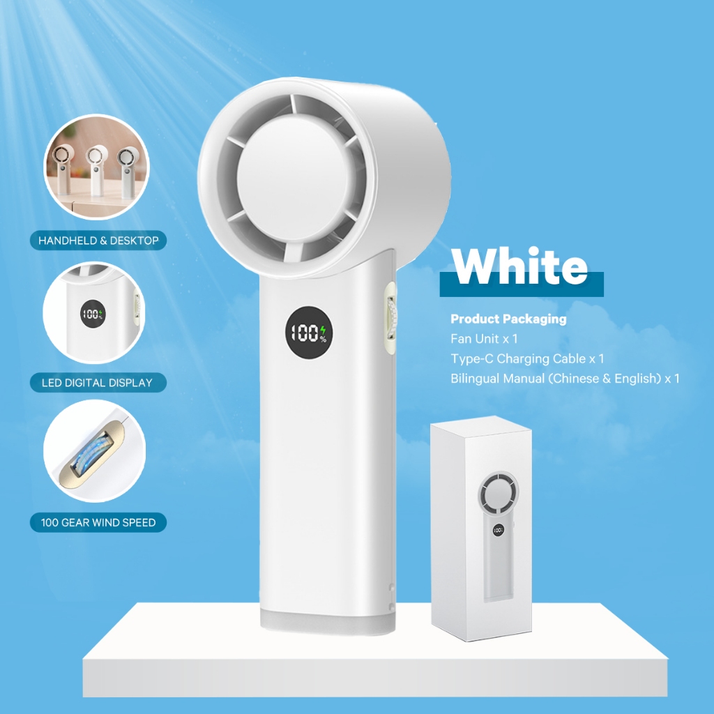 Portable Fan Strong Wind 100 Speed Mini Handheld With Light