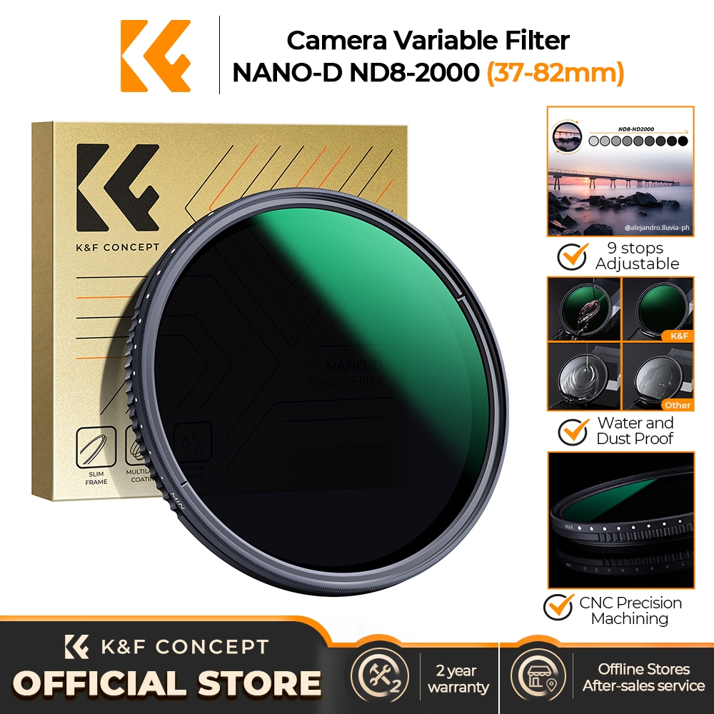 Filtro ND Variabile K&F CONCEPT Nano-D 72mm ND8-2000 (3-11 Stop) – Vetro Ottico Giapponese, Ultraleggero