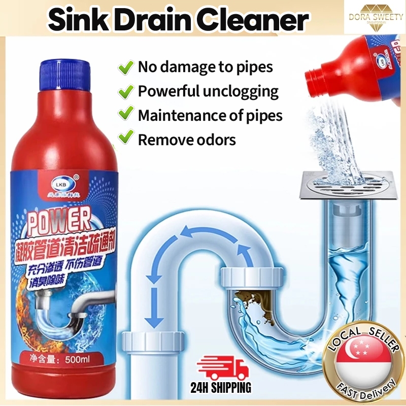 🇸🇬【SG stock】500ml Powerful Sink Drain Cleaners Pipe Dredging Agent ...