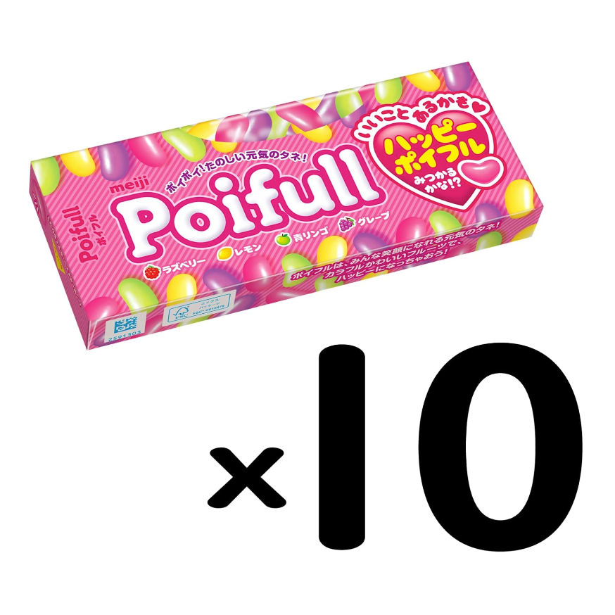 meiji Poifull Jelly Beans Fruits Mix 53g x10packages assortment of four ...